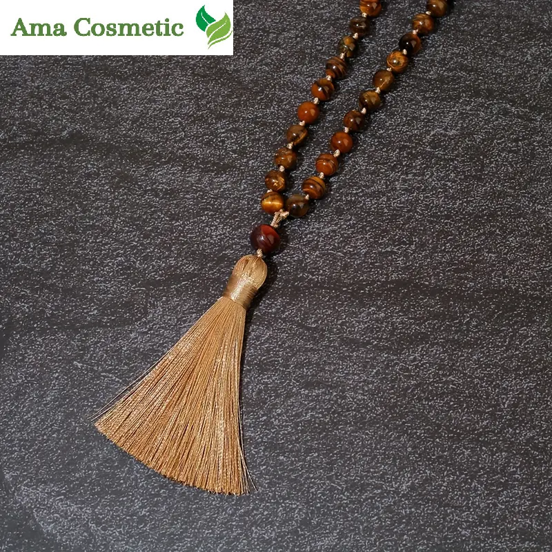 سبحة فاخرة من حجر عين النمر الطبيعي