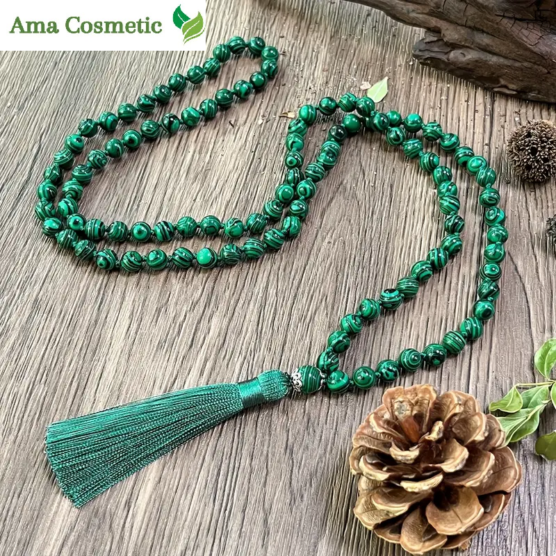 سبحة المالاكيت الطبيعية – حماية وجمال روحاني