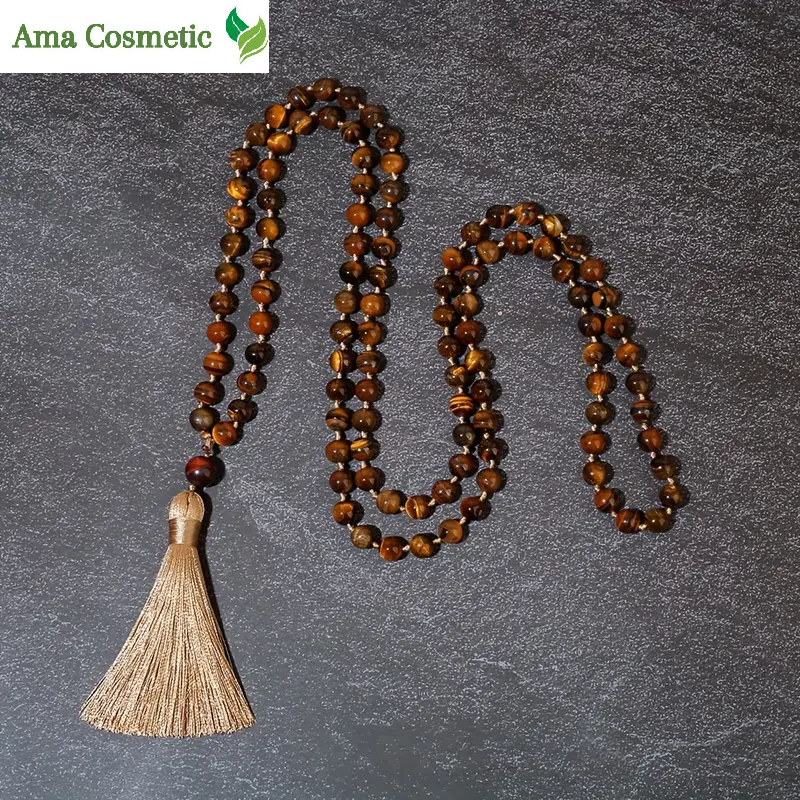 سبحة فاخرة من حجر عين النمر الطبيعي