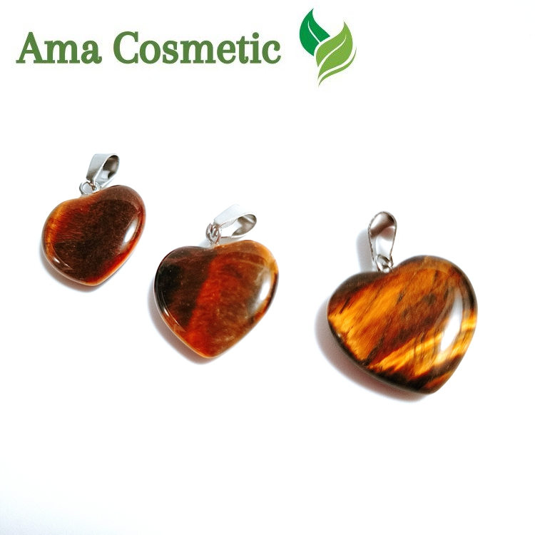 قلادة حجر عين النمر الطبيعي بشكل قلب – قوة وحماية وأناقة